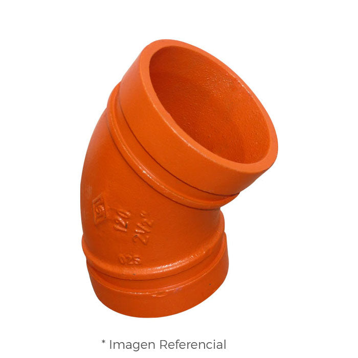 CODO (ELBOW) RANURADO X 45 FIERRO DUCTIL ASTM A536 CERTIFICACION UL/FM MOD. 120 MECH (JINAN MEIDE)