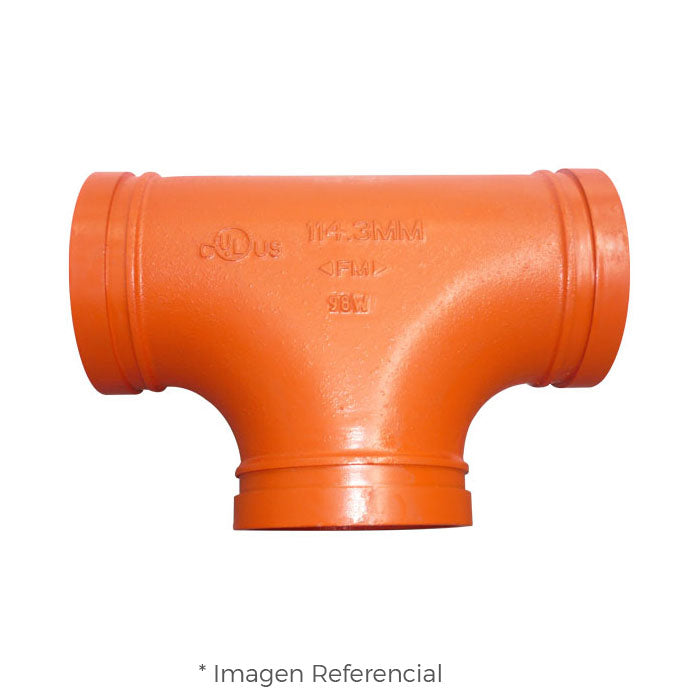 TEE RANURADA ESTANDAR FIERRO DUCTIL ASTM A536 CERTIFICACION UL/FM MOD. 130 MECH (JINAN MEIDE)